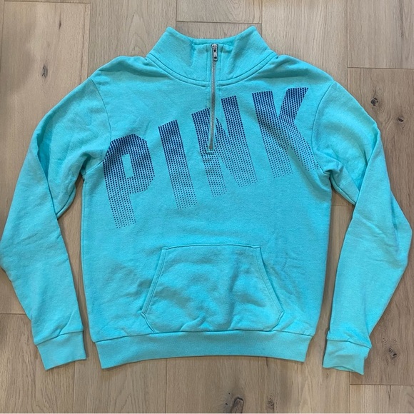 VS PINK | Teal Blue Half Zip Sweater 💚 - Picture 1 of 3